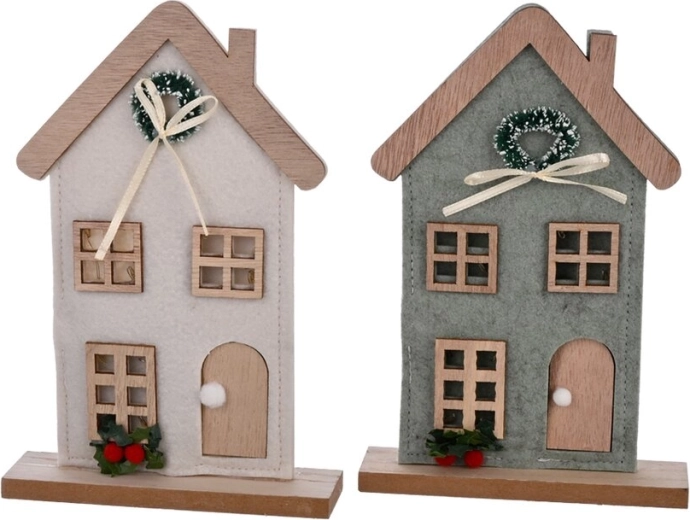Wooden decorative house with LED lighting 11 × 4 × 18 cm (2 variants)