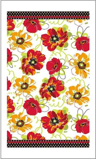 Toro kitchen towel with red flowers 38 × 63 cm