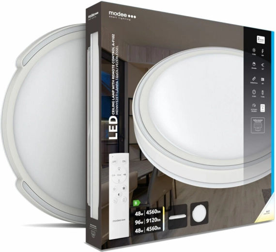 Griestu LED gaismeklis Modee Smart Lighting A‑F102, 2×48 W, aptumšojams, ar tālvadības pulti
