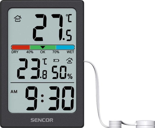 Sencor digital thermometer with hygrometer and clock