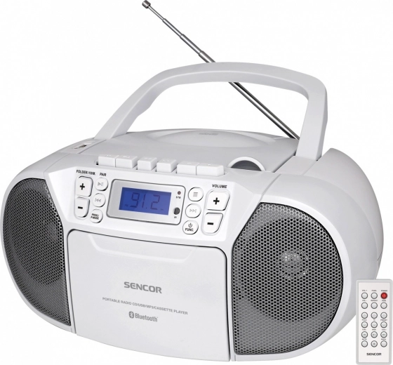 Radio cassette player with CD, MP3, USB, and Bluetooth