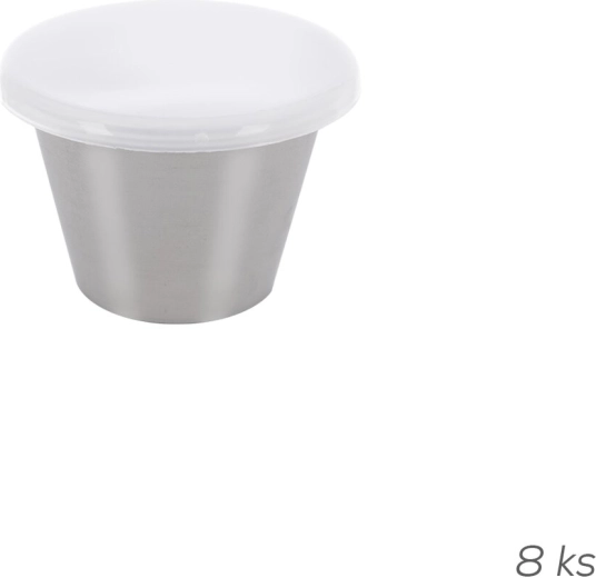 Set of stainless steel sauce bowls with lids 6 cm, 8 pcs