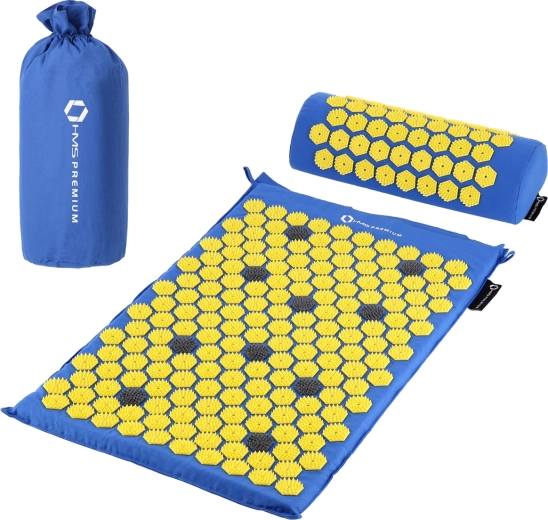 HMS Premium AKM01 Acupressure Set – massage mat and pillow, blue