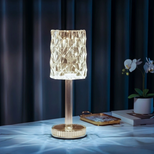 Caurspīdīga uzlādējama galda lampa ar skārienvadību