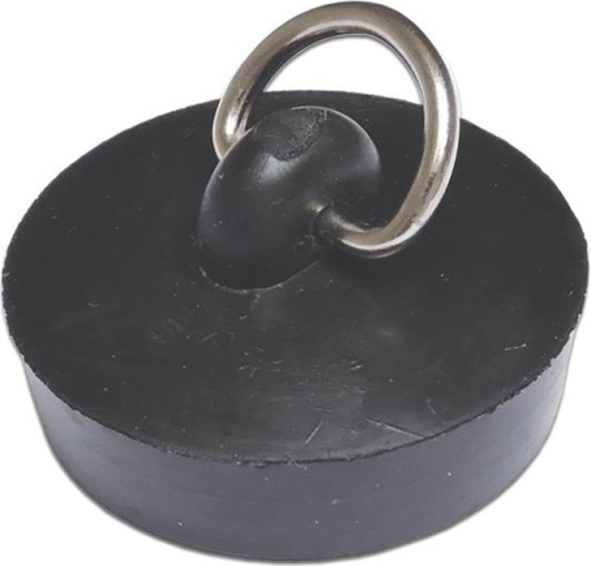 Rubber sink stopper 43 mm with metal eyelet, black