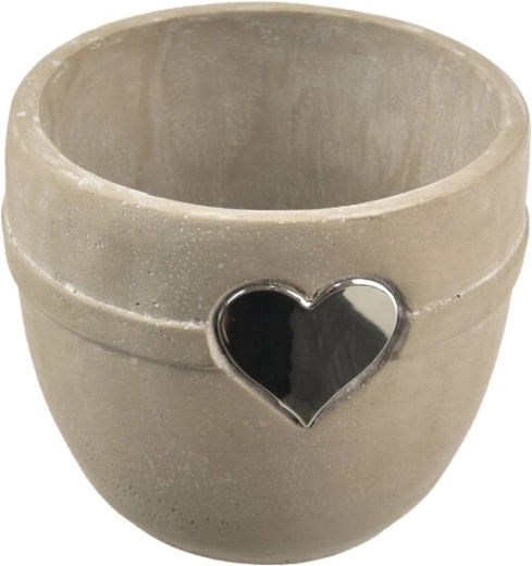 Concrete heart-shaped planter, grey, 15 × 15 × 13 cm