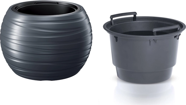 Maze Round Planter with Insert 39.6 cm – Anthracite