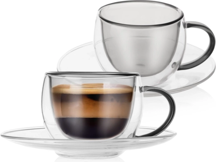 Termokrūzītes ar apakštasītēm ar dubultsienu espresso 90 ml, 2 gab.