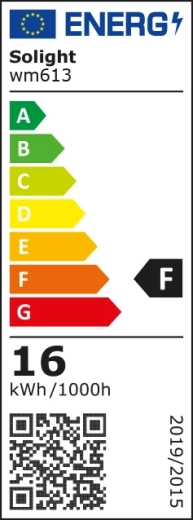Energy class F and consumption 16 kWh/1000 h
