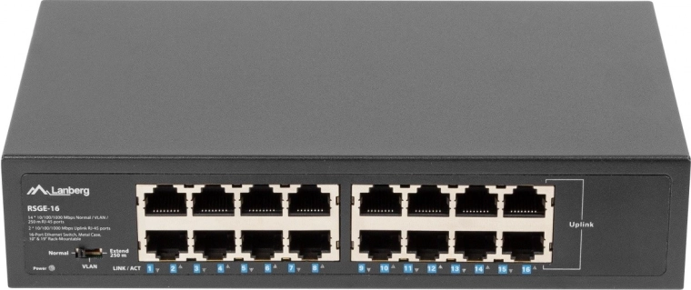 Lanberg 16‑port gigabit rack switch