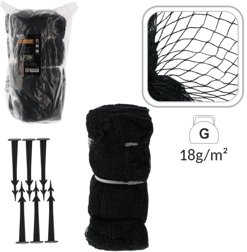 Aizsargtīkls pret putniem 8 × 20 m, 18 g/m² + 16 plastmasas mietiņi