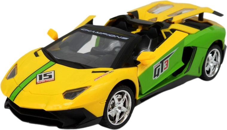 Remote-controlled sports convertible car with LED lights, yellow - 1 piece