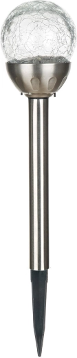 Solar garden lamp sphere 8 cm made of stainless steel and clear glass, 2 LED
