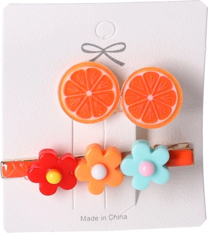 Set of 2 Hair Clips - Orange