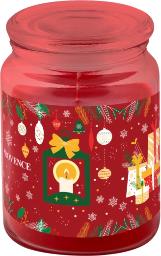 Candle in a glass jar with lid, 510 g, matte red