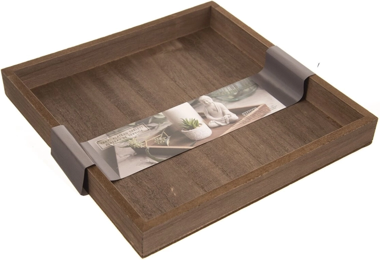 Wooden serving tray 25 × 25 cm brown