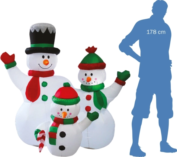 Piepūšama izgaismota sniegavīru ģimene 153 cm