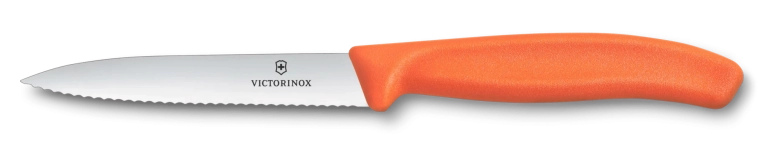 Victorinox mizojamais nazis augļiem un dārzeņiem 10 cm, zobains, smails, oranžs
