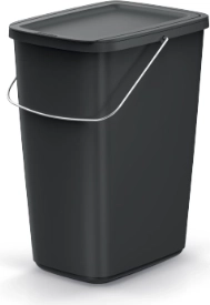 Atkritumu tvertne 25 l no pārstrādātas plastmasas ar vāku KEden COMPACTA Q BASIC – melna