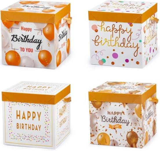 Gift box with ribbon 15 × 15 × 15 cm (assorted colors)