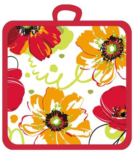 Toro Pot Holder with Christmas Flowers, Red/White 17 × 17 cm