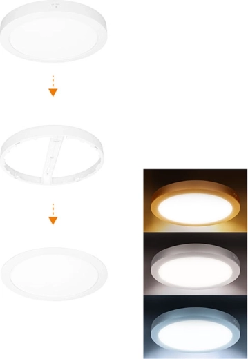 Solight LED mini panelis vannasistabai 2v1 3CCT 18 W IP54 balts apaļš