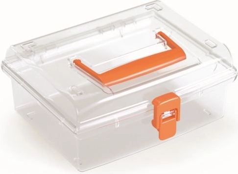 Plastmasas organizators ar caurspīdīgu vāku, oranžs, 195 × 174 × 85 mm
