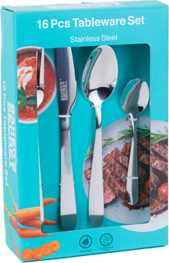 Baker's Secret 16-Piece Matte Silver Cutlery Set
