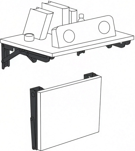 Stable support for a shelf, worktop, and table