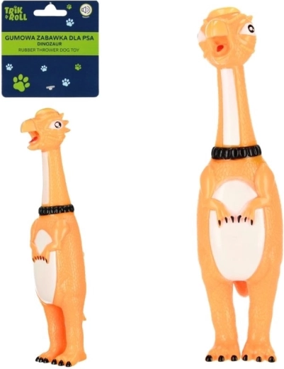 Gumijas dinozaurs sunim ar pīkstuli