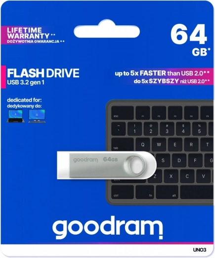 USB flash disk UNO3 64GB USB 3.2 Gen1 silver