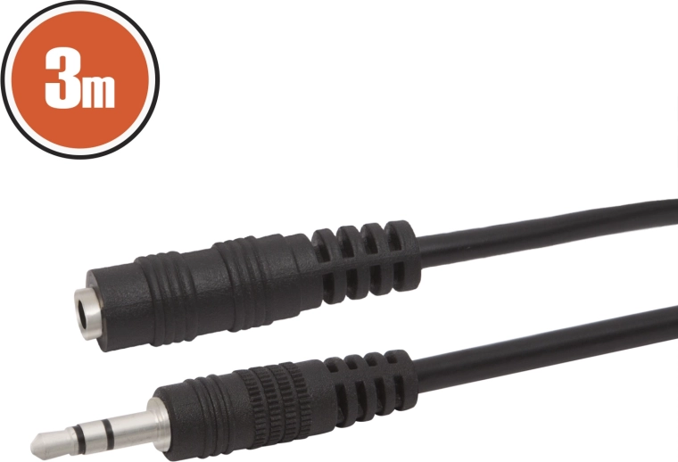 Audio pagarinātājkabelis Jack 3,5 mm, 3 m, melns