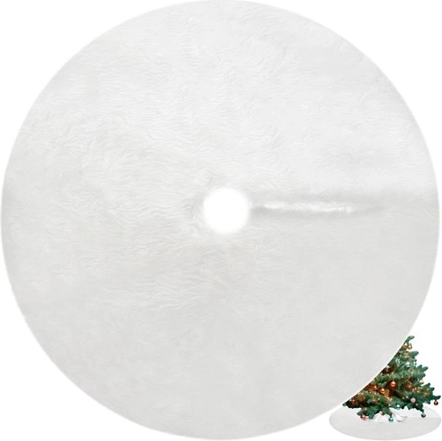 Ruhhy kažokādas paliktnis (paklājiņš) zem Ziemassvētku eglītes 150 cm, balts