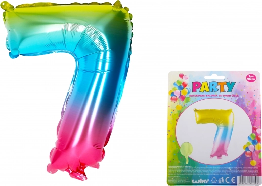 Piepūšamais balons ar skaitli 7, varavīksnes krāsās