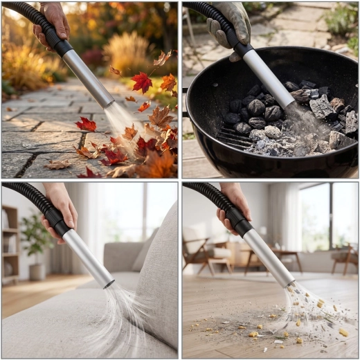 Blower function and metal tube for precise cleaning