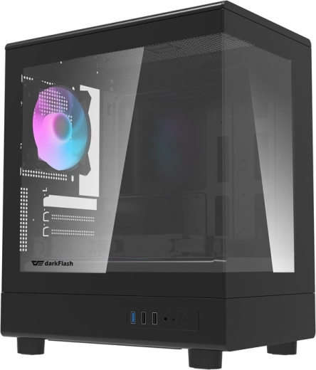 Datora korpuss Darkflash DB330M mini tower ar rūdītu stiklu, melns