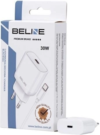 30 W GaN tīkla lādētājs USB‑C + USB‑C kabelis – Balta
