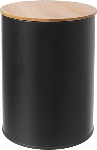 Virtuves skārda uzglabāšanas kārba ar bambusa vāku 13 cm melna