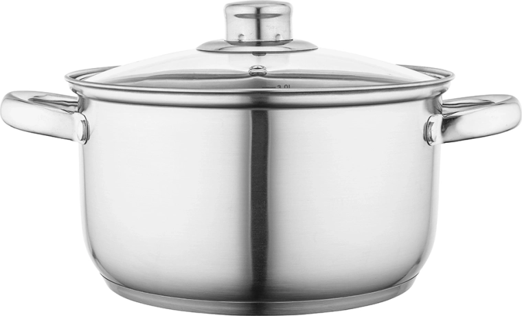 Nerūsējošā tērauda katls Fabio 20 cm, 3,6 l ar stikla vāku