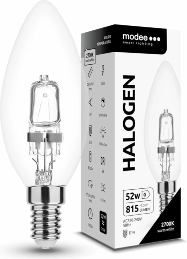 Modee halogen candle C35 52 W E14, 815 lm, warm white