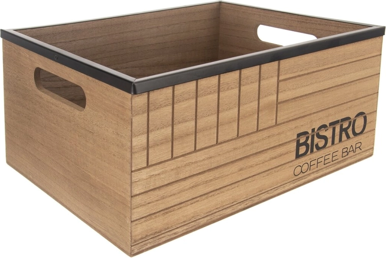 Koka un metāla bistro kaste 29,5 × 22 × 13,5 cm