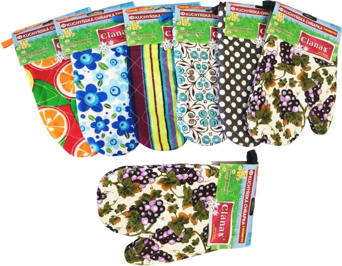 Kitchen oven mitt with magnet and loop – mix of designs