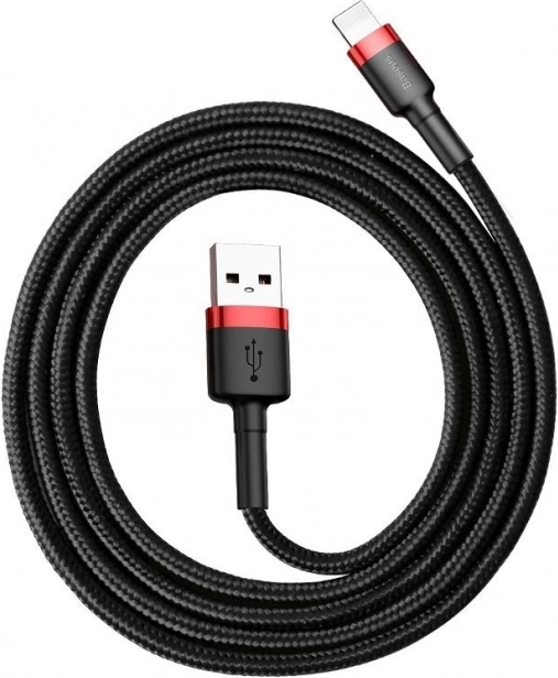 Baseus Cafule USB–Lightning kabelis 1 m, 2,4 A, sarkani–melns