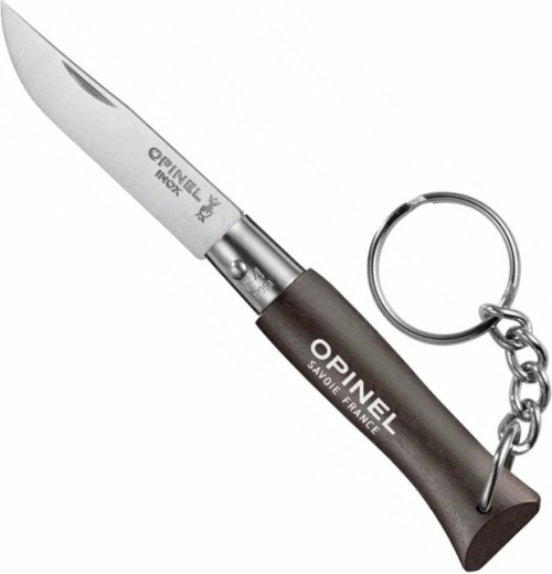 Opinel Nr. 04 piekariņš atslēgām – kabatas nazis 5 cm, melns, dižskābarža koks