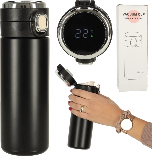 Termokrūze ar iemutni un LED displeju 420 ml melna
