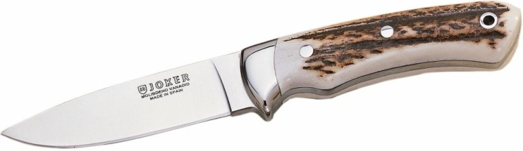 Joker Pantera medību nazis 9,5 cm, brieža rags, ādas maksts