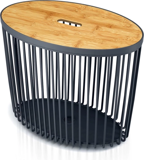 Universāls ovāls grozs ar bambusa vāku 56,8 cm, antracīts