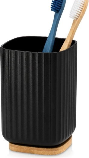 Vilde vannas istabas glāzīte zobu birstēm melna 7,5 × 11 cm – 1 gab.