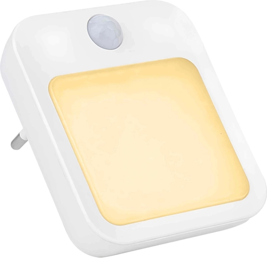 LED plug-in night light with motion and dusk sensor