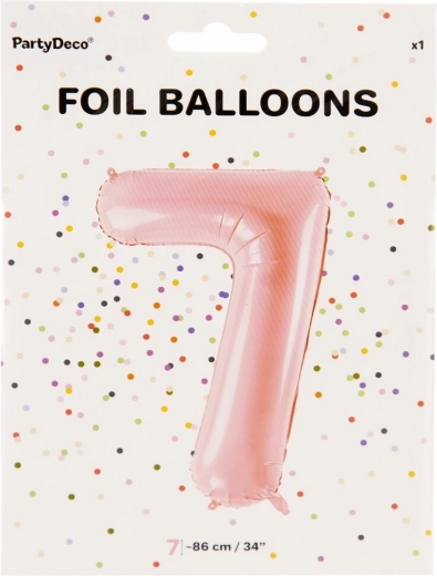 Folijas balons cipars 7, rozā, 86 cm